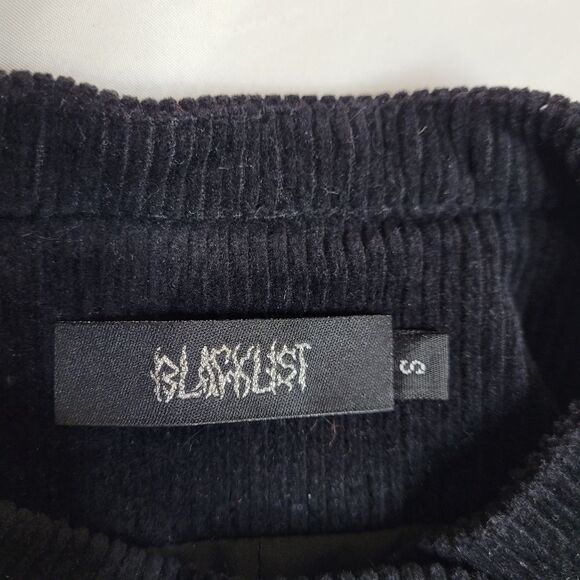 Y2K‎ Blacklist goth witchy black corduroy heart cutout bolero crop jacket S - Picture 4 of 9